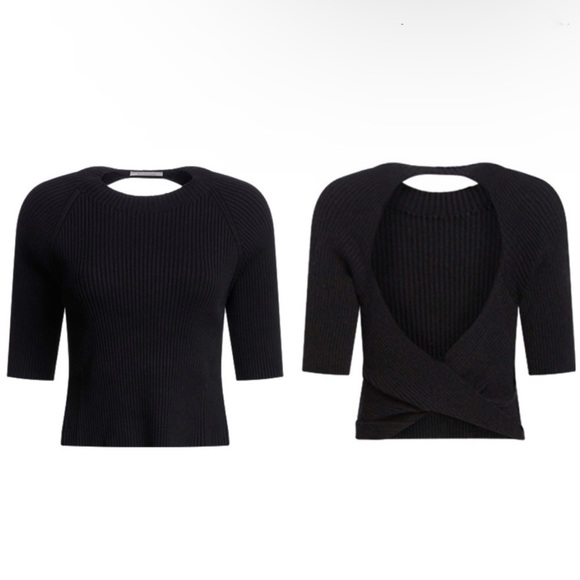 Naadam silk and cashmere knit twist back short sleeve top - Picture 3 of 6